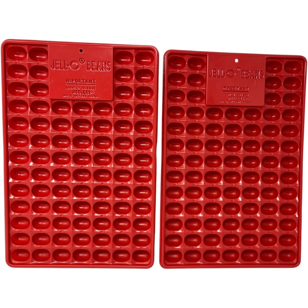 Jell-O Mold Vintage Jigglers Beans 13x9" Plastic Mold Tray Set Red Gelatin Craft